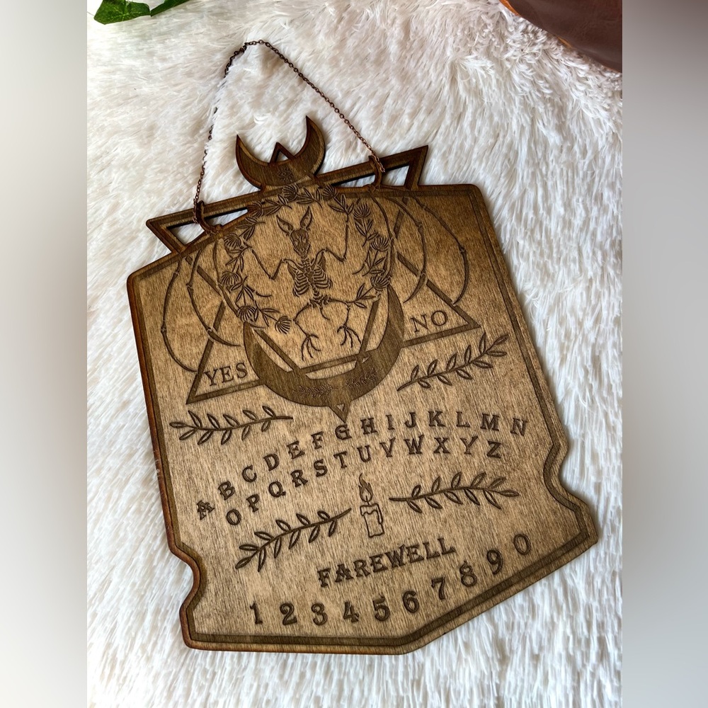 Witchy Wooden Ouija Board Wall Decor Bat Moon Creepy Halloween Decor